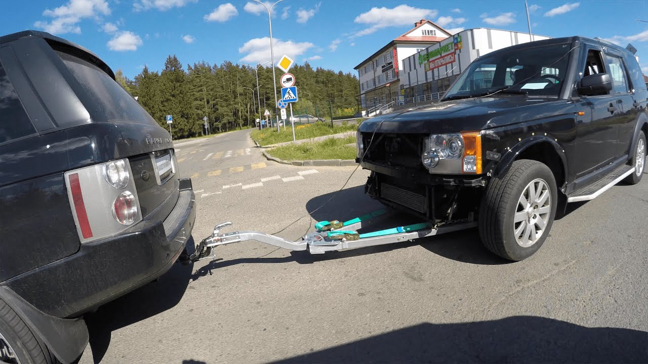 легковой автомобиль на жесткой сцепке на трассе легковой автомобиль на жесткой сцепке на трассе