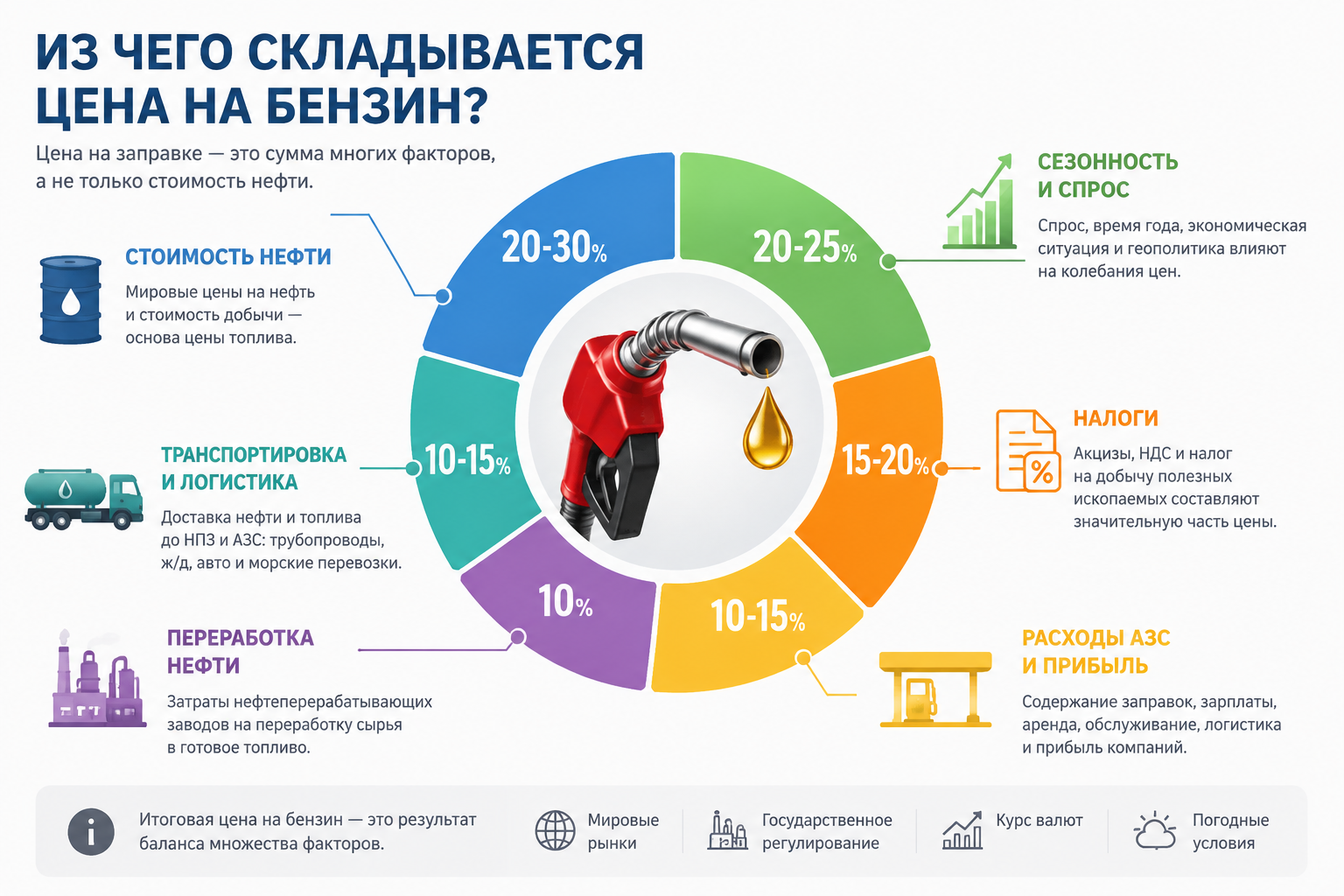 инфографика факторов цены на бензин
