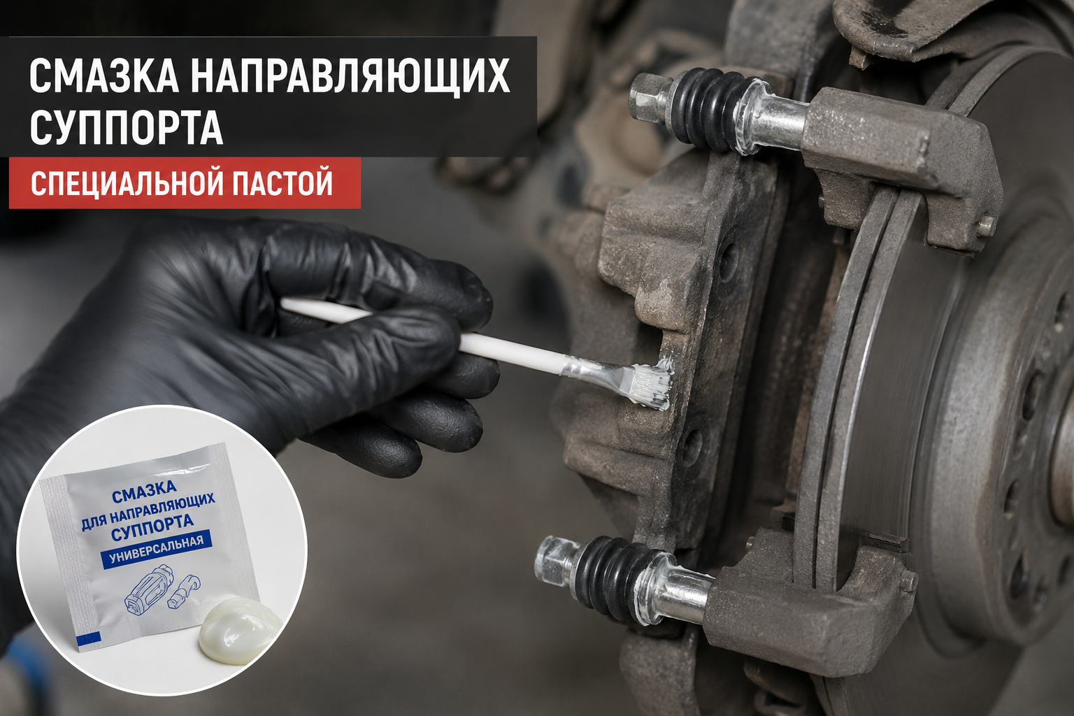 смазка направляющих суппорта специальной пастой
