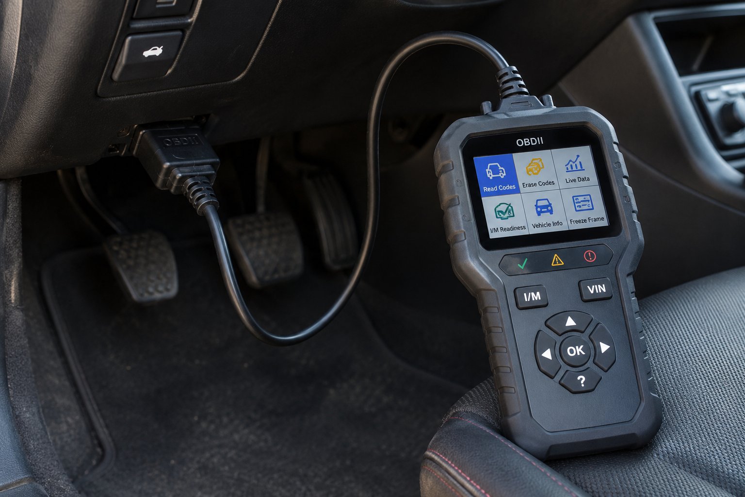 OBD-II сканер подключенный к автомобилю