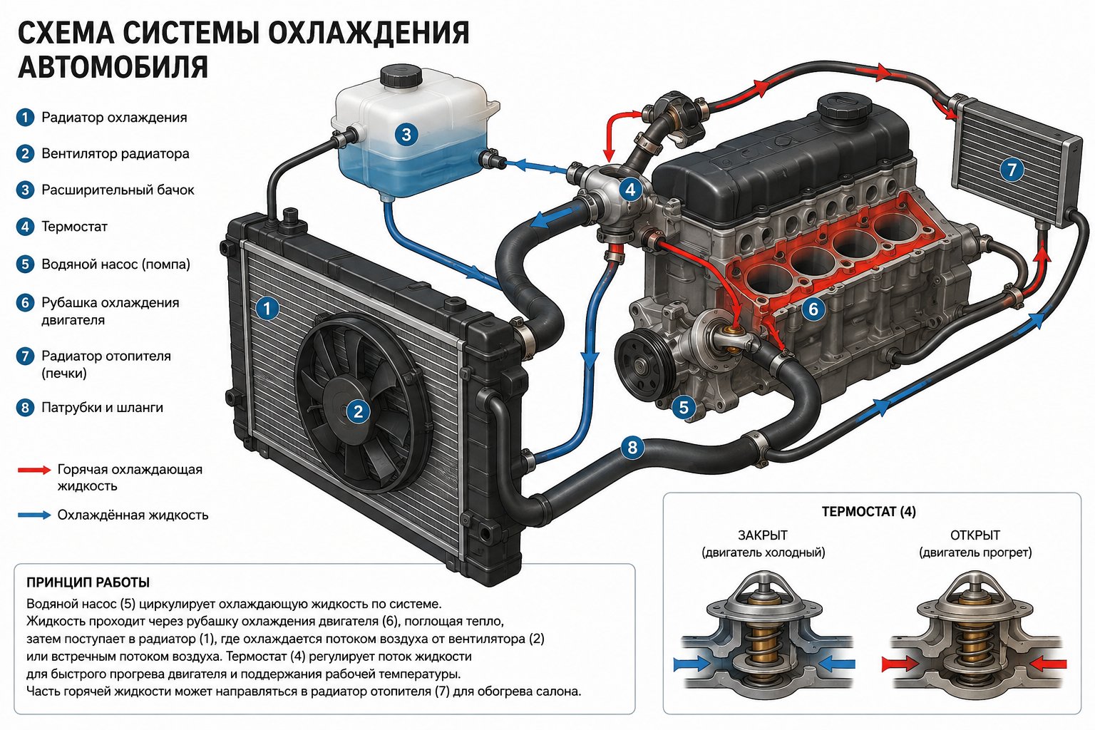 схема системы охлаждения автомобиля