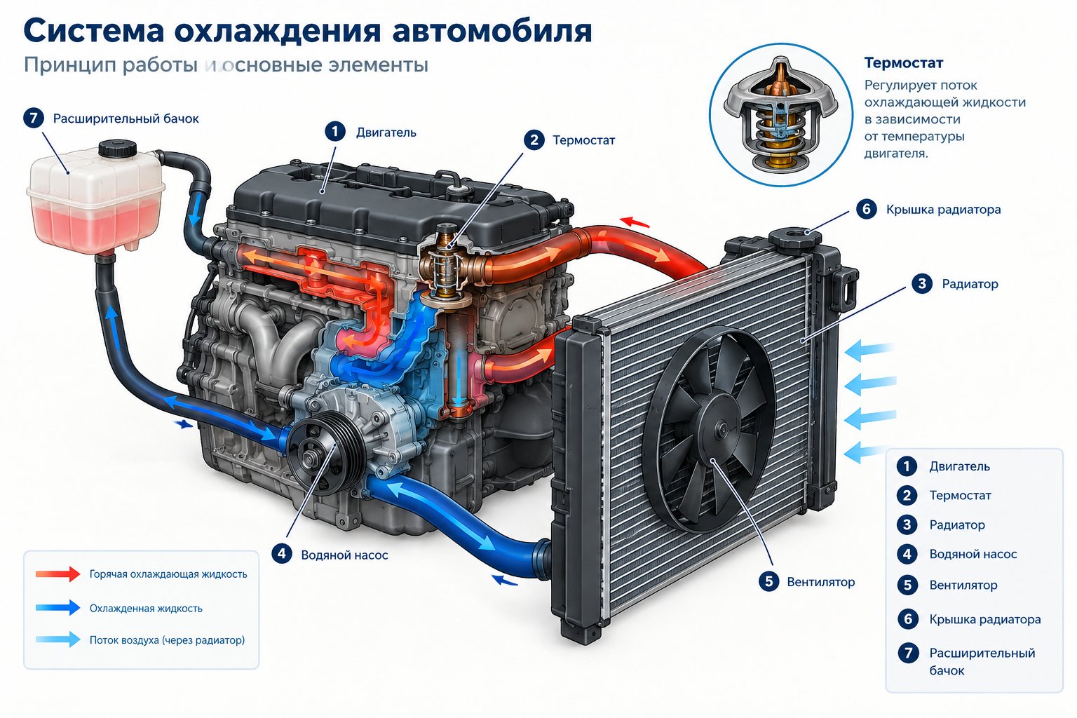 Схема системы охлаждения автомобиля