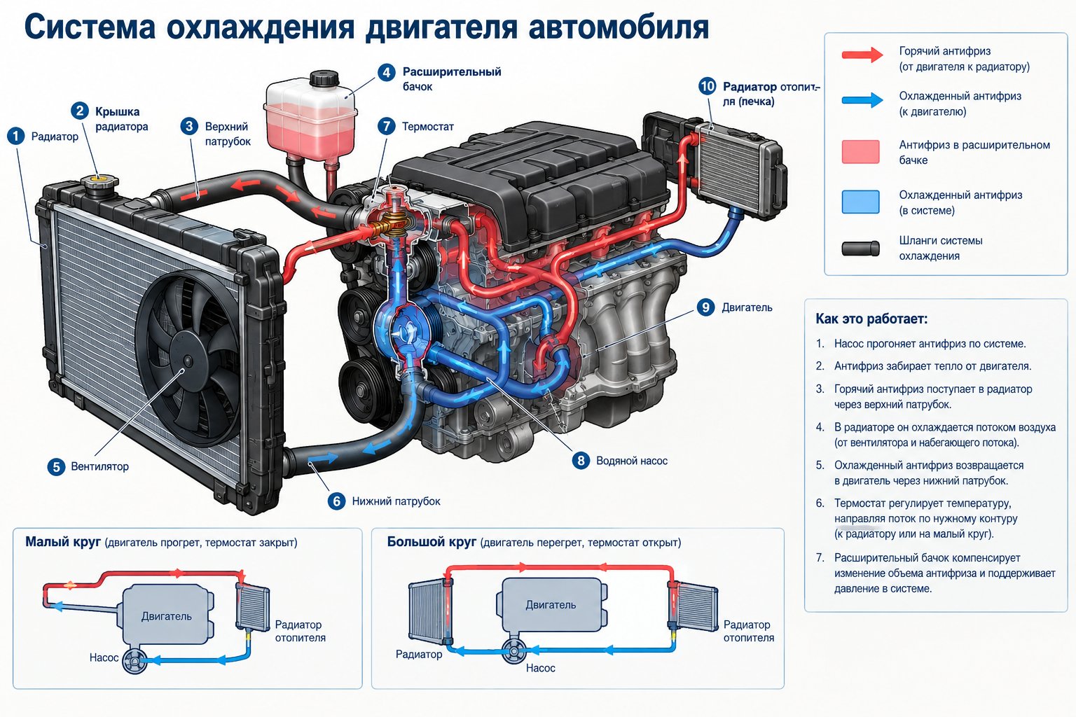 схема системы охлаждения двигателя автомобиля